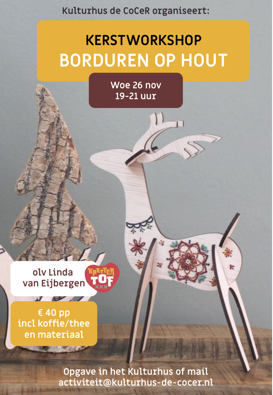 26 nov | Creatieve kerstworkshop: Borduren op hout